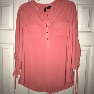 NWT New Directions Blouse with Tie Sleeve Size L.
